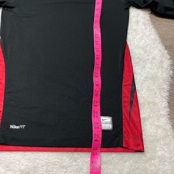 Nike Pro Tight Athletic Shirt Size Small Long Sleeve Running Black Red - Picture 11 of 12
